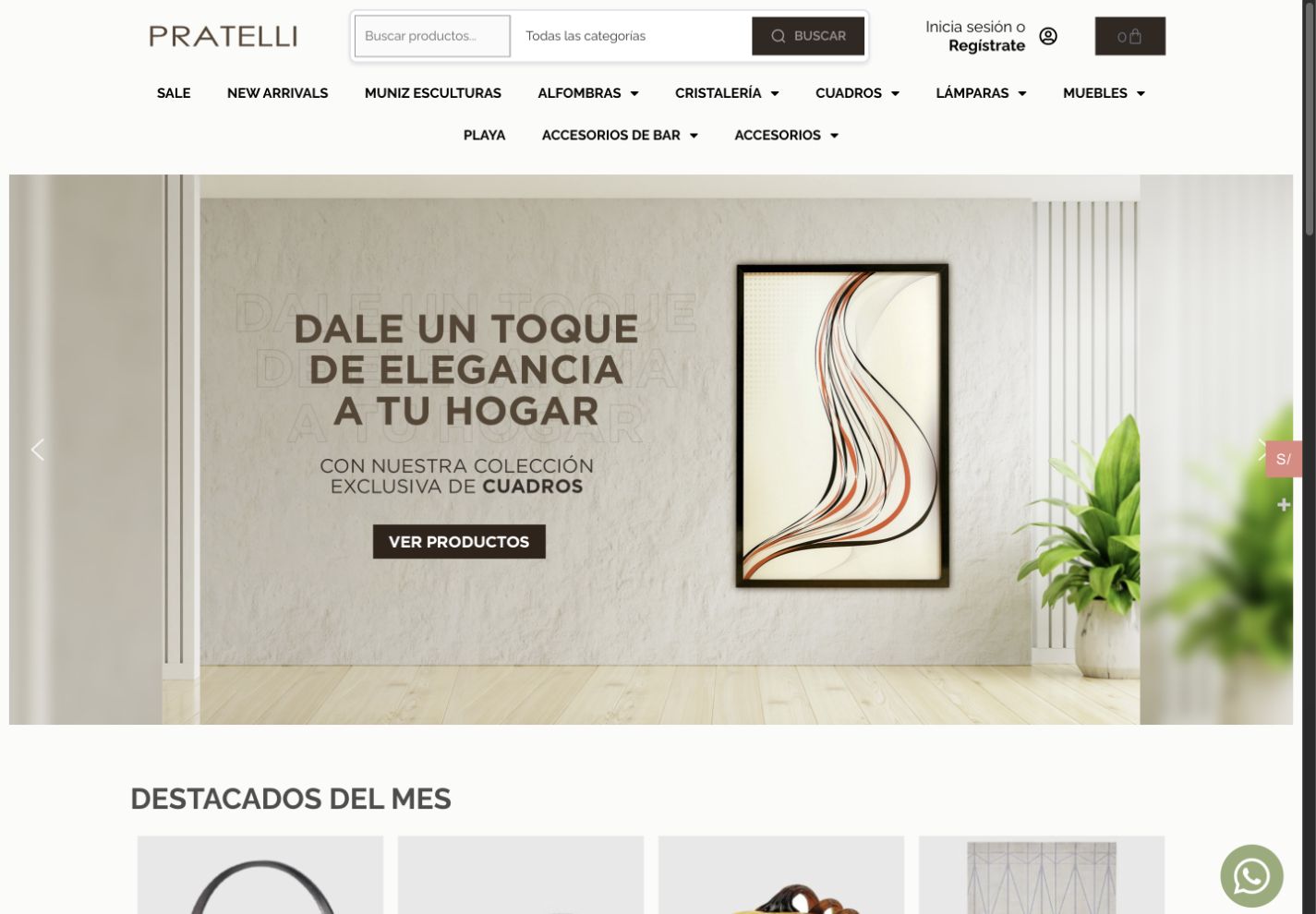 Captura del proyecto Pratelli: E-commerce · WordPress · WooCommerce
